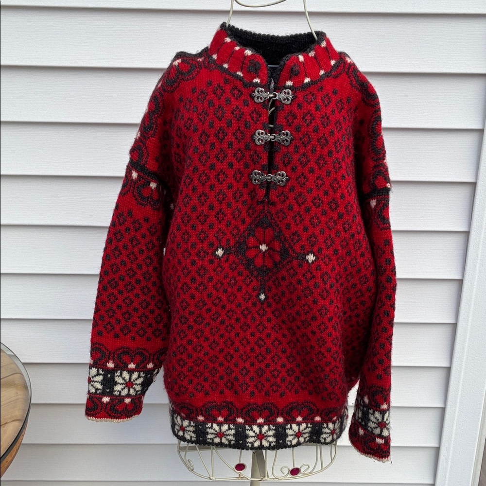 Dale of Norway Red Nordic Toggle Knit Sweater
